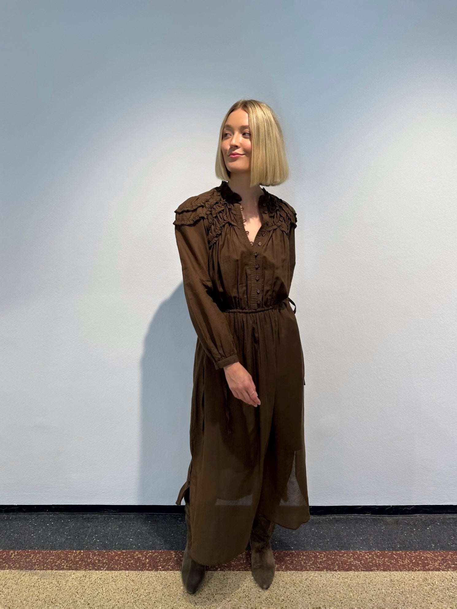 Isabel Marant Kleid "Charissa" in Dark Khaki