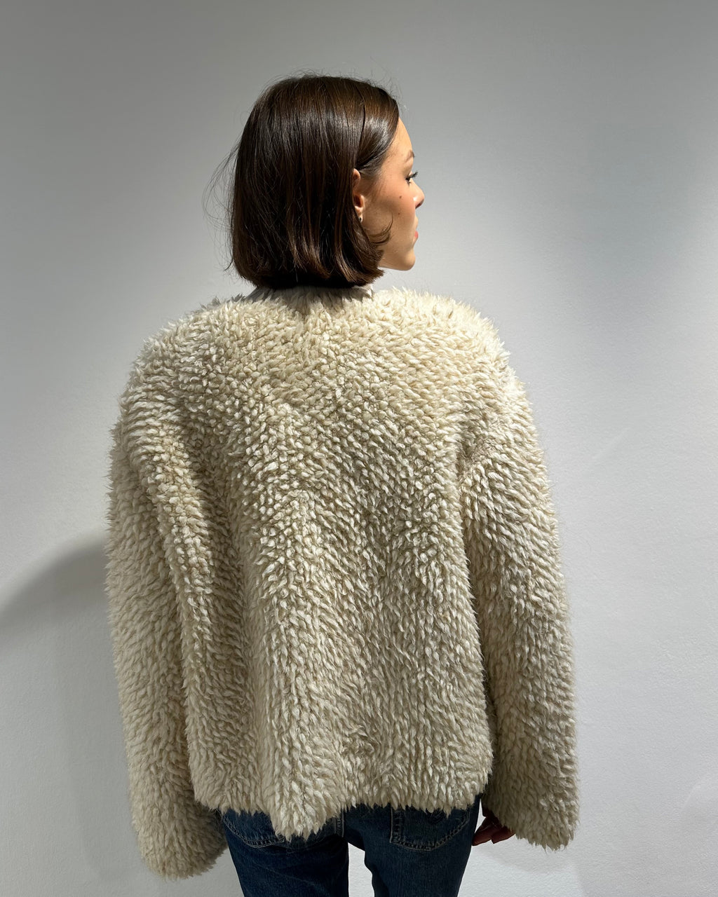 Roberto Collina Teddy-Jacke in Creme