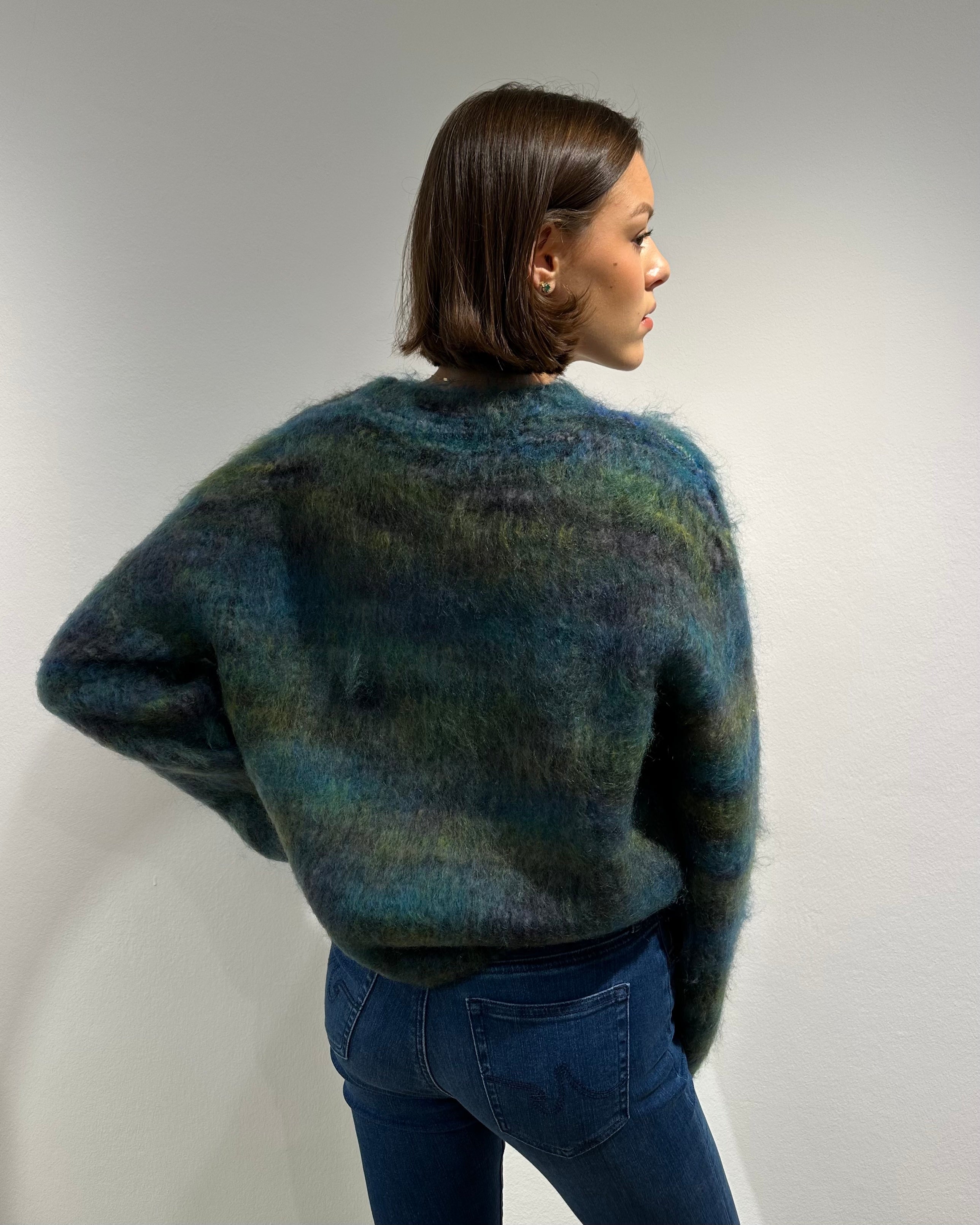 Roberto Collina Mohairpullover in Blau-Grün
